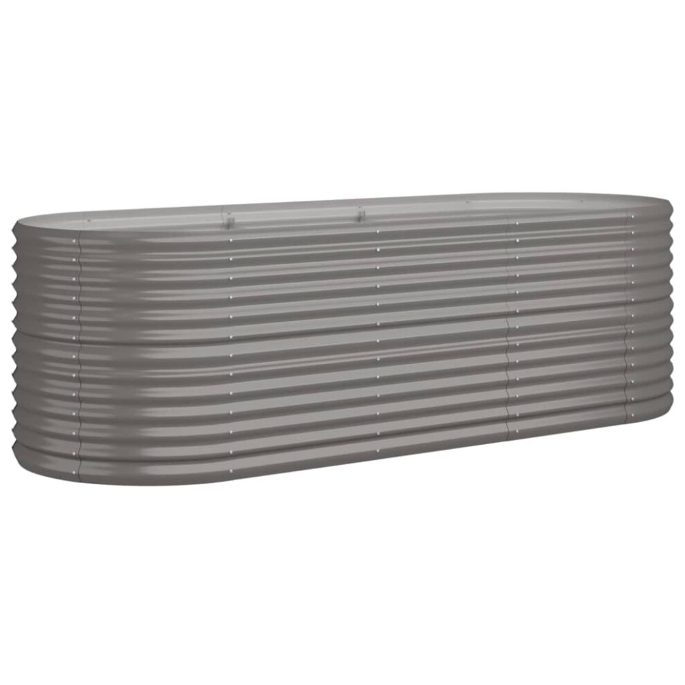 Vidaxl (, 224 X 80 X 68 Cm) Garden Planter Patio Flower Pot Raised Garden Bed Powder-Coated Steel Grey