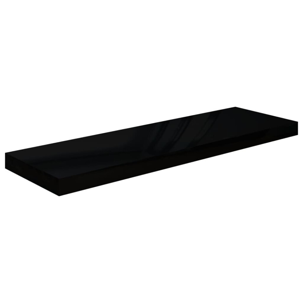 vidaXL Floating Wall Shelf High Gloss Black 80x23.5x3.8 cm MDF Home Bookcase