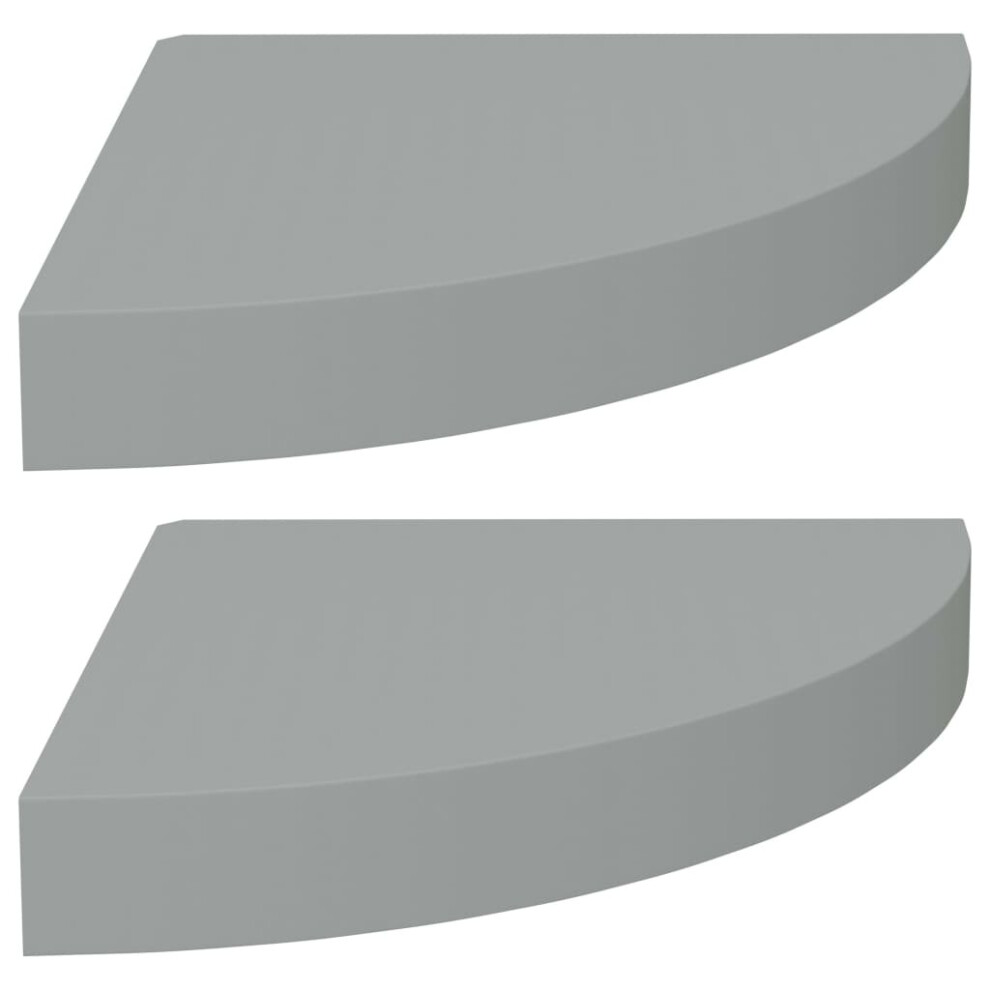 Vidaxl 2X Floating Corner Shelves Grey 25X25x3.8 Cm Mdf Display Hanging Rack