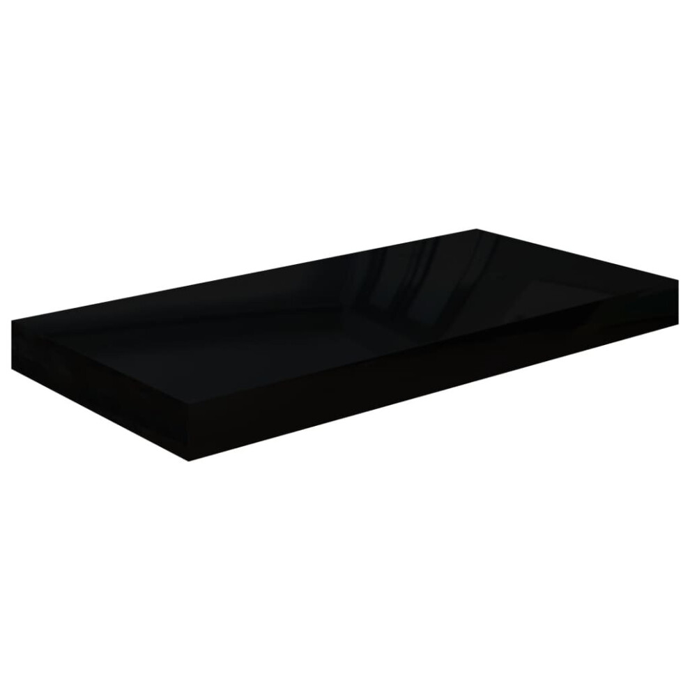 vidaXL Floating Wall Shelf High Gloss Black 50x23x3.8 cm MDF Bookcase Display