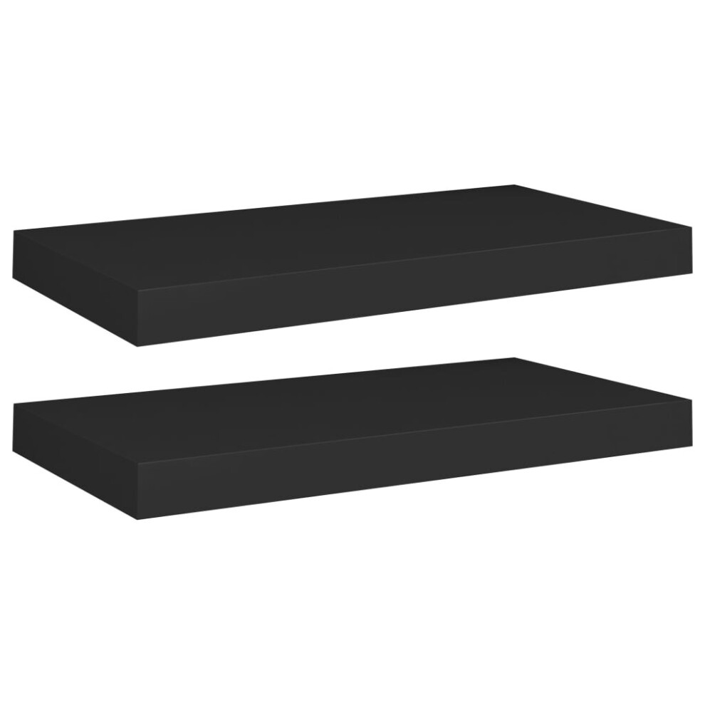 vidaXL 2x Floating Wall Shelves Black 50x23x3.8 cm MDF Display Bookcase Ledge