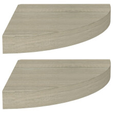 vidaXL Floating Corner Shelves (Set 2) - Stylové nástěnné dubové police - MDF a kov - 9.8"x9.8"x1.5"