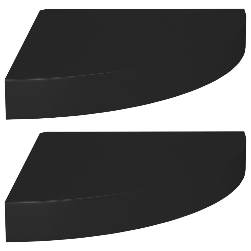 Vidaxl 2X Floating Corner Shelves 25X25x3.8 Cm (Mdf/Metal) - Invisible Mounting - 5 Kg Each - 323899 Black