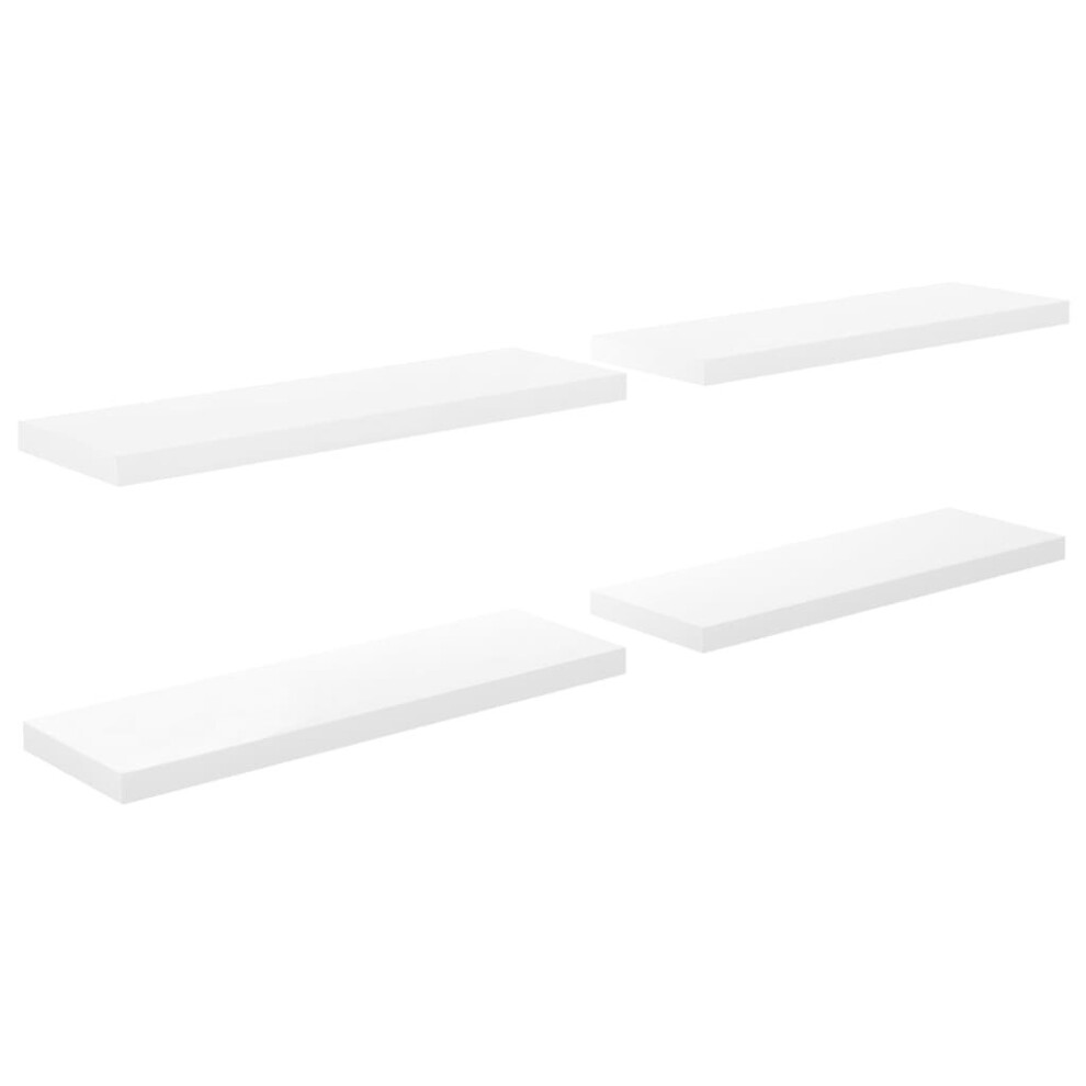 vidaXL 4x Floating Wall Shelves High Gloss White 80x23.5x3.8 cm MDF Bookcase