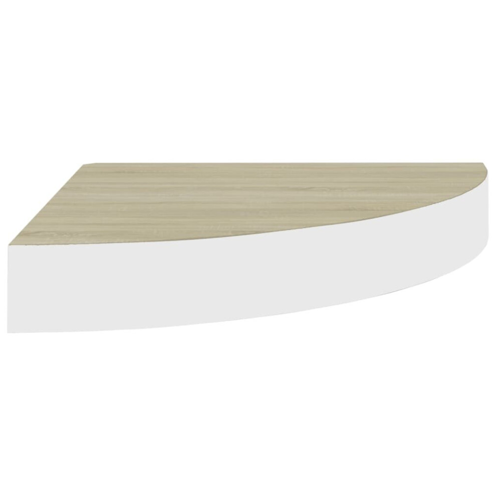 Vidaxl Wall Corner Shelf Oak And Mdf Hanging Wall Display Shelf Rack White