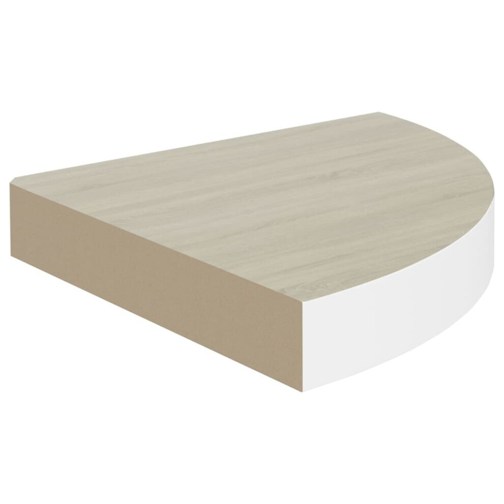 Vidaxl Wall Corner Shelf Oak And Mdf Hanging Wall Display Shelf Rack White