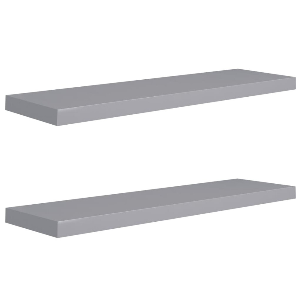 Vidaxl 2X Floating Wall Shelves Grey 90X23.5x3.8 Cm Mdf Display Hanging Rack 8720286074916