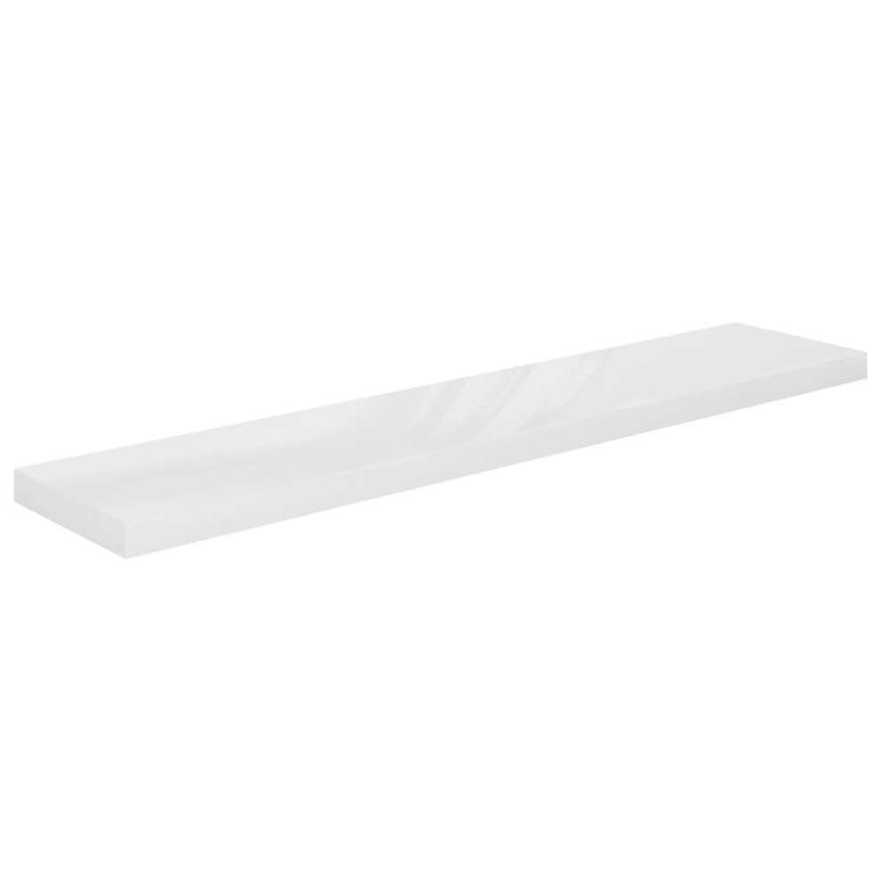 vidaXL Floating Wall Shelf High Gloss White 120x23.5x3.8 cm MDF Display Rack