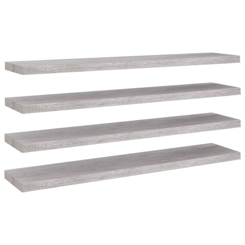 vidaXL 4x Floating Wall Shelves Concrete Grey MDF Bookcase Wall Board CD Rack