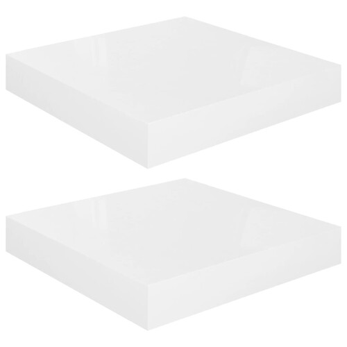 VidaXL vidaXL 2x Floating Wall Shelves High Gloss White MDF Bookcase Display Storage 2
