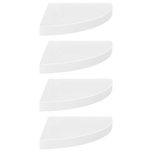 VidaXL vidaXL 4x Floating Corner Shelves - High Gloss White MDF Display Unit, Invisible Mounting, 5 kg each (Code 323909) 1