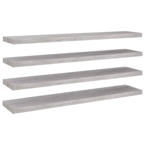 VidaXL vidaXL 4x Floating Wall Shelves Concrete Grey MDF Bookcase Wall Board CD Rack 2