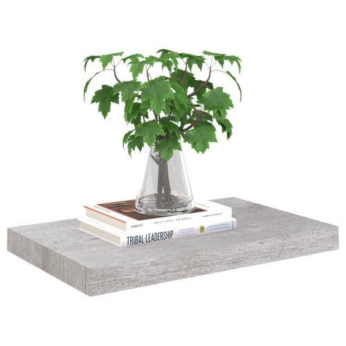 VidaXL vidaXL 4x Floating Wall Shelves Concrete Grey MDF Bookcase Wall Board CD Rack 2