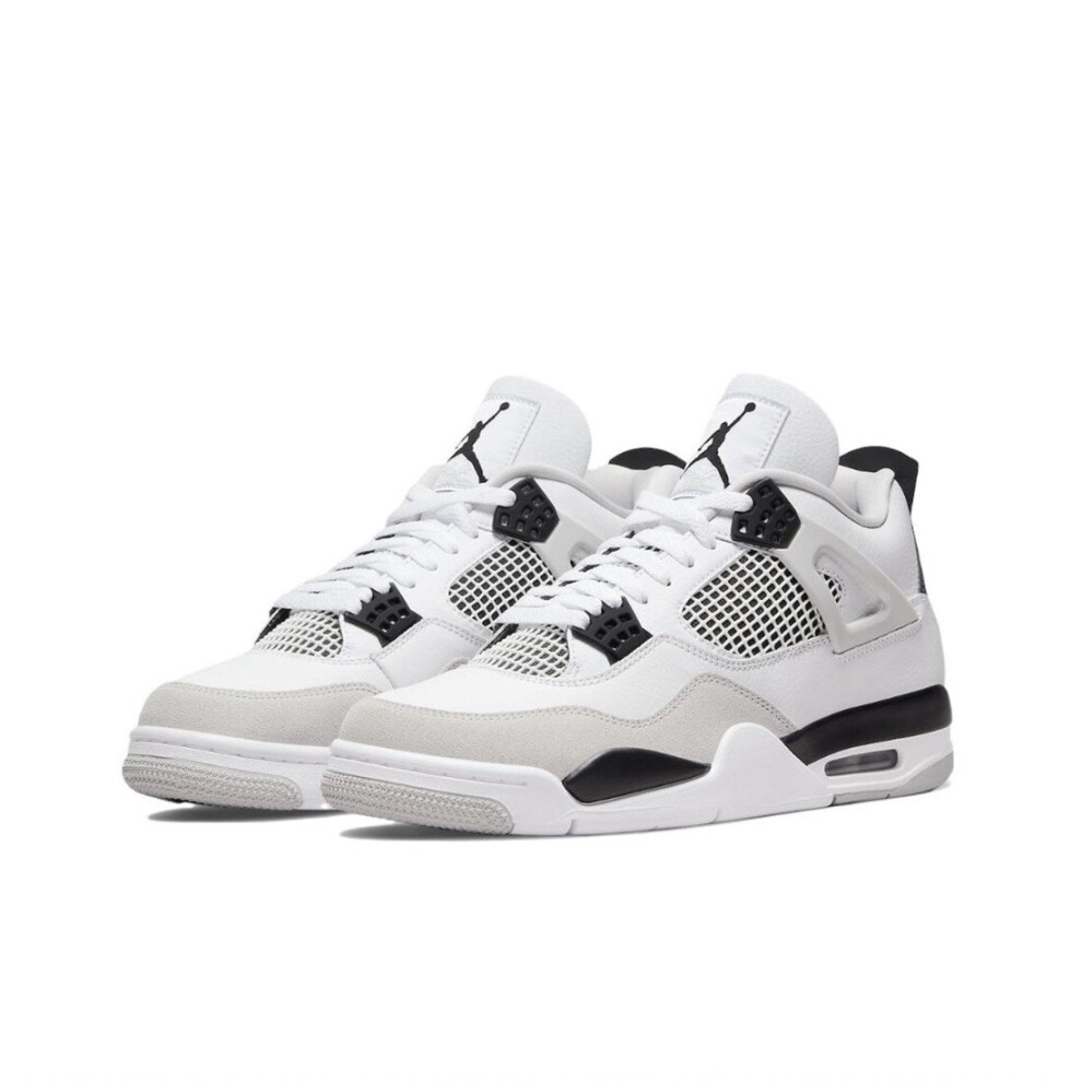 (UK6 (EU40)) Air Jordan 4 Retro Military Black Men's Adult Kids AJ4 White Grey