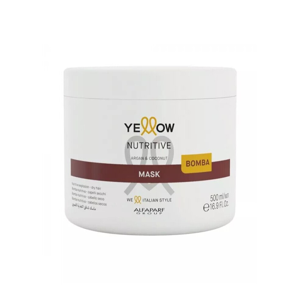 Yellow Alfaparf Nutritive Argan And Coconut Hair Mask 500 Ml