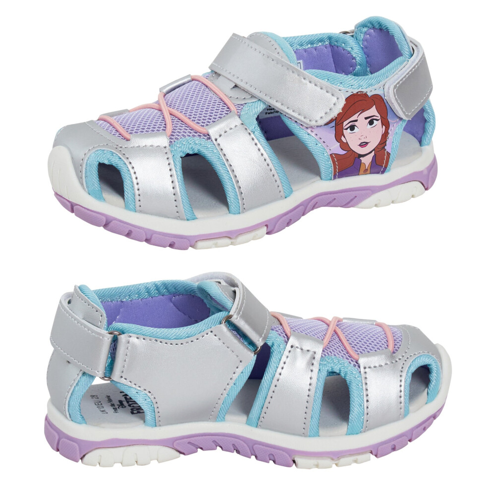 (10 UK Child) Disney Frozen Sandals Kids Elsa Anna Closed Toe Sport Sandal Walking Summer Shoe