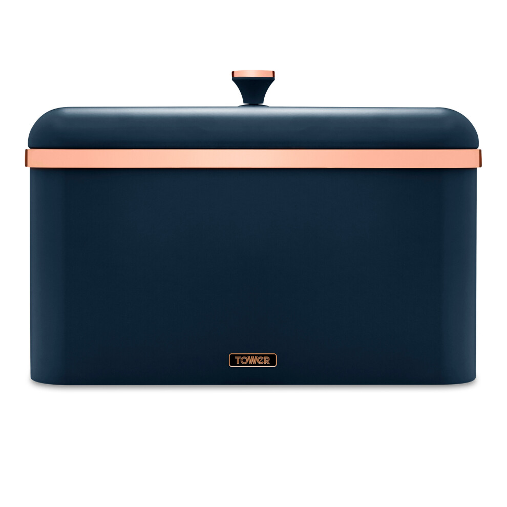 Tower Cavaletto T826130MNB Bread Bin in Midnight Blue & Rose Gold