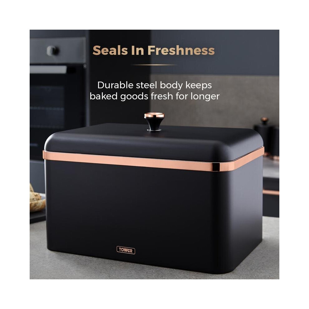 Tower Cavaletto Bread Bin Black & Rose Gold T826130BLK