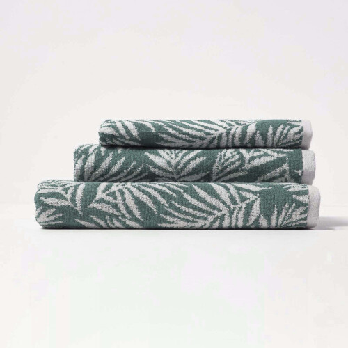 Homescapes (Green, 50 x 85 cm) Botanical Pattern 100% Cotton Towel 1