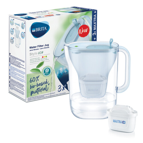 BRITA MAXTRA+ Eco Style Jug Starter Pack, 2.4L, Made of 60% bio-Based ...