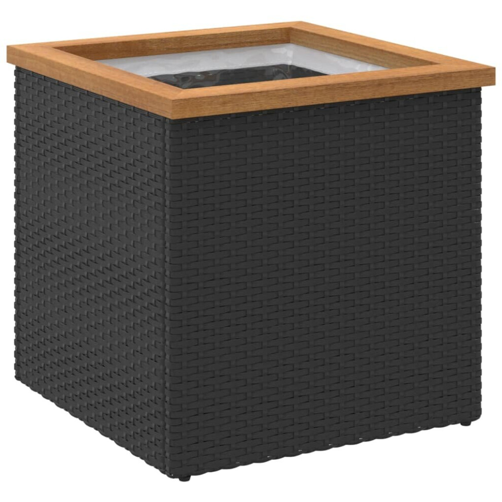 vidaXL Black PE Rattan Square Garden Planter 40cm - Steel Frame - Image 2