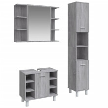 vidaXL 3-tlg. Badmöbel-Set Grau Sonoma Holzwerkstoff