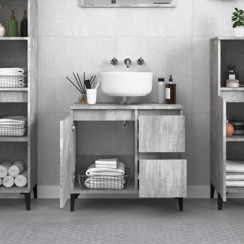 (concrete grey) vidaXL Bathroom Cabinet Cupboard Washroom Storage Cabinet Engineered Wood