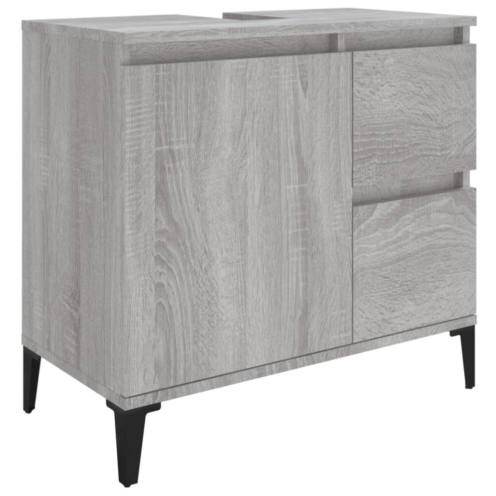 (grey sonoma) vidaXL Bathroom Cabinet Cupboard Washroom Storage Cabinet Engineered Wood