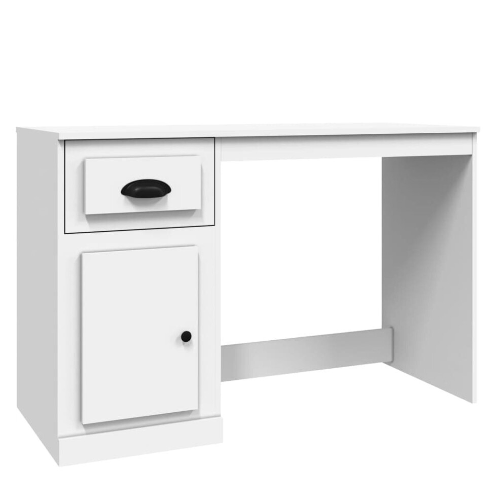 Vidaxl (White) Desk Computer Desk Office Writing Desk With Drawer Engineered Wood