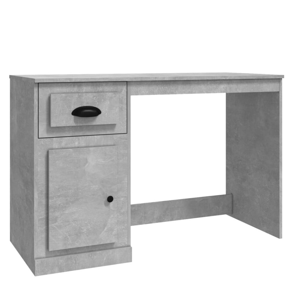 Vidaxl (Concrete ) Desk Computer Desk Office Writing Desk With Drawer Engineered Wood Grey
