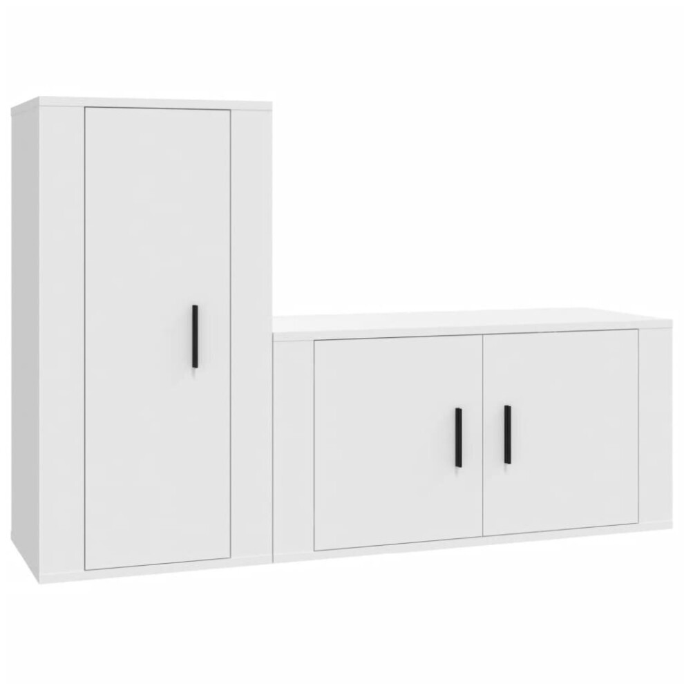 Vidaxl (White) Tv Cabinet Set Tv Stand Set Media Unit Cupboard 2 Piece Engineered Wood