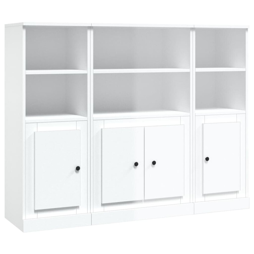 (high gloss white) vidaXL Highboards Storage Cabinet Sideboard Side Cabinet 3 pcs Engineered Wood