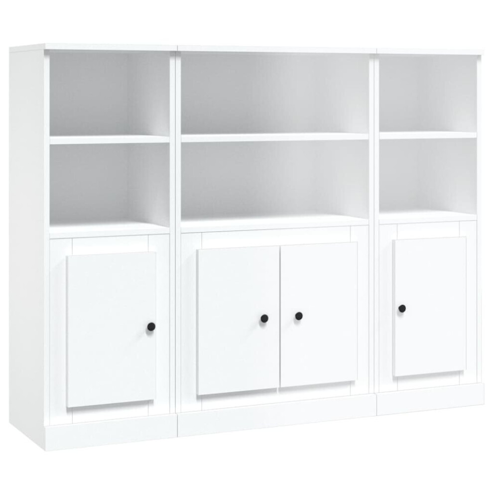 (white) vidaXL Highboards Storage Cabinet Sideboard Side Cabinet 3 pcs Engineered Wood