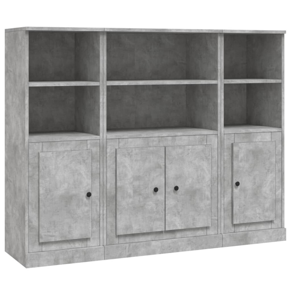 (concrete grey) vidaXL Highboards Storage Cabinet Sideboard Side Cabinet 3 pcs Engineered Wood