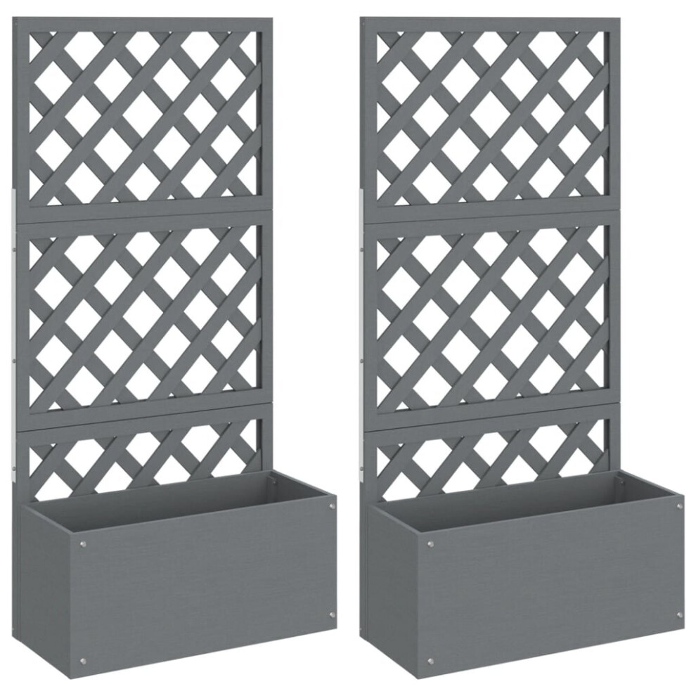 Vidaxl (Grey) Trellis Planter Outdoor Flower Box Garden Raised Bed Plant Pot Wpc