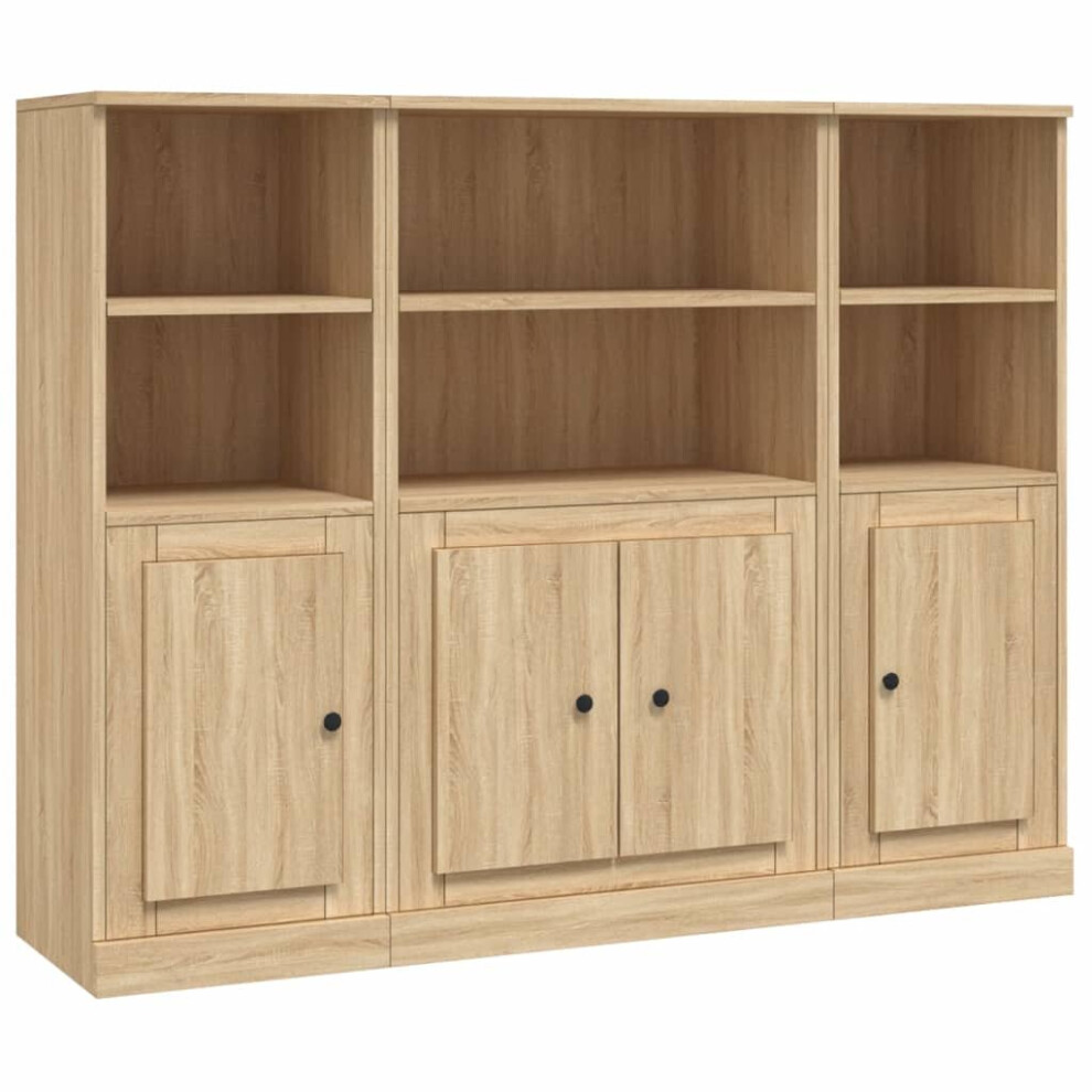 (sonoma oak) vidaXL Highboards Storage Cabinet Sideboard Side Cabinet 3 pcs Engineered Wood