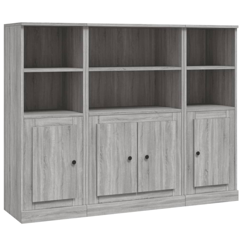 (grey sonoma) vidaXL Highboards Storage Cabinet Sideboard Side Cabinet 3 pcs Engineered Wood