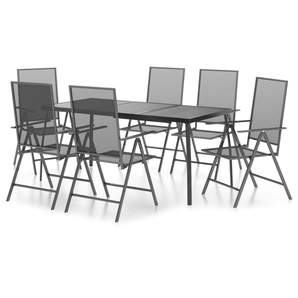Vidaxl (165 Cm Table Length/ 7 Piece) Garden Dining Set Outdoor Dining Table And Chairs Anthracite Steel