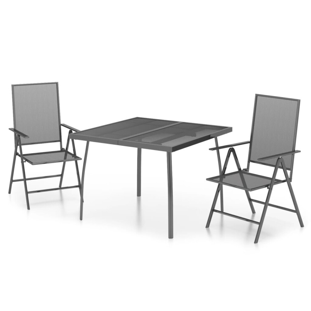 (100 cm table length/ 3 piece) vidaXL Garden Dining Set Outdoor Dining Table and Chairs Anthracite Steel