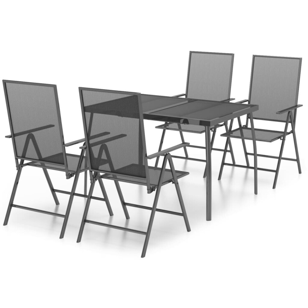 Vidaxl (110 Cm Table Length/ 5 Piece) Garden Dining Set Outdoor Dining Table And Chairs Anthracite Steel