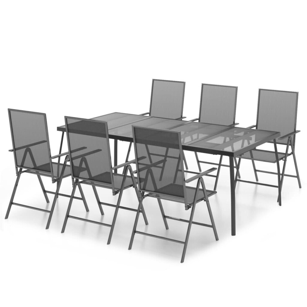 Vidaxl (200 Cm Table Length/ 7 Piece) Garden Dining Set Outdoor Dining Table And Chairs Anthracite Steel