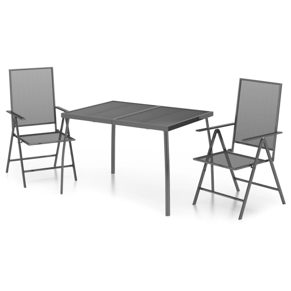 Vidaxl (110 Cm Table Length/ 3 Piece) Garden Dining Set Outdoor Dining Table And Chairs Anthracite Steel