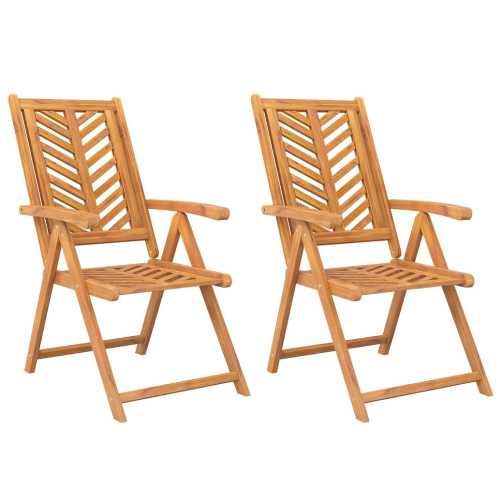 (2 pcs) vidaXL Reclining Garden Chairs Recliner Wooden Lounge Chair Solid Wood Acacia