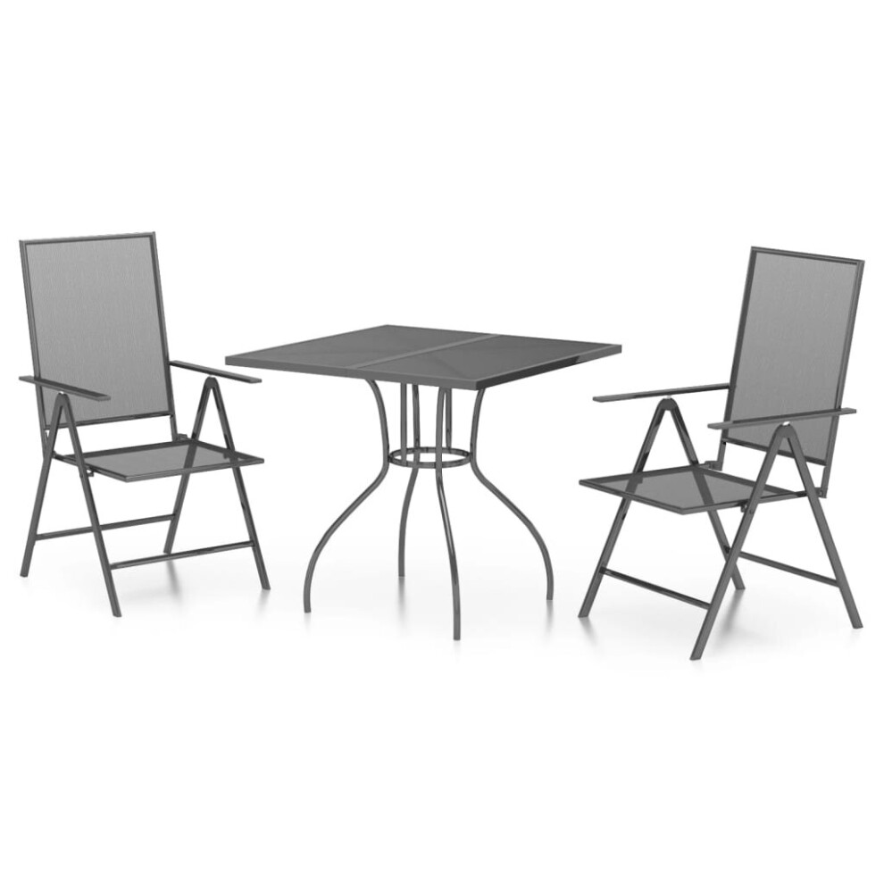 (80 cm table length/ 3 piece) vidaXL Garden Dining Set Outdoor Dining Table and Chairs Anthracite Steel