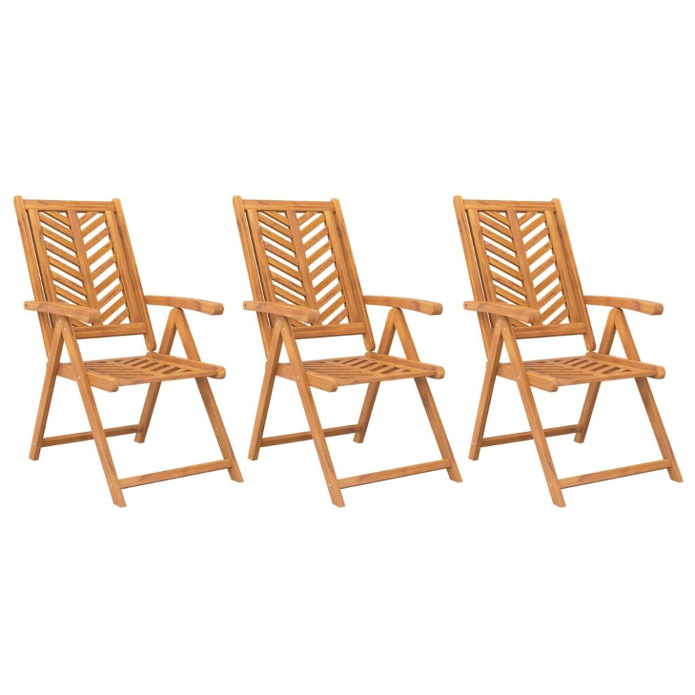 Vidaxl (3 Pcs) Reclining Garden Chairs Recliner Wooden Lounge Chair Solid Wood Acacia