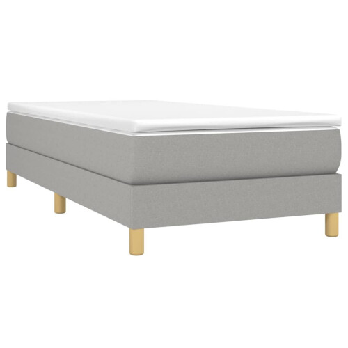 VidaXL (light grey, 25 cm/ 3ft single) vidaXL Box Spring Bed Frame Mattress Foundation Upholstered Bed Base Fabric 2