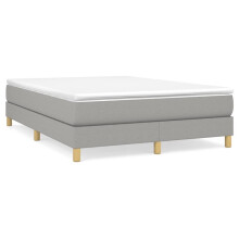 (light grey, 25 cm/ 4ft6 double) vidaXL Box Spring Bed Frame Mattress Foundation Upholstered Bed Base Fabric
