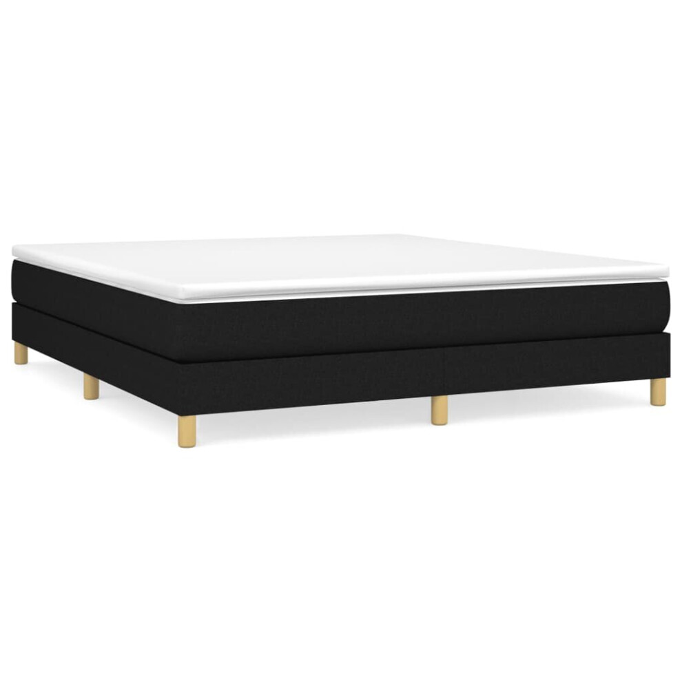 Vidaxl (Black, 25 Cm/ 6Ft Super King Size) Box Spring Bed Frame Mattress Foundation Upholstered Bed Base Fabric