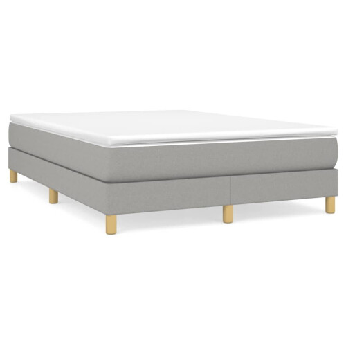 VidaXL (light grey, 25 cm/ 4ft6 double) vidaXL Box Spring Bed Frame Mattress Foundation Upholstered Bed Base Fabric 1