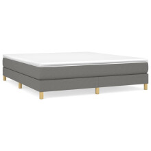 (dark grey, 25 cm/ 6ft super king size) vidaXL Box Spring Bed Frame Mattress Foundation Upholstered Bed Base Fabric